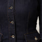 Dark Blue Cotton Collared Denim Coat Jacket