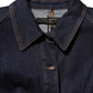 Dark Blue Cotton Collared Denim Coat Jacket