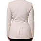 Beige Embroidered Single Breasted Jacket
