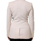 Beige Embroidered Single Breasted Jacket