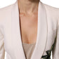 Beige Embroidered Single Breasted Jacket