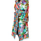 Multicolor Floral Print Belted Bathrobe Coat Jacket