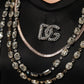 Black Necklace Crystal DG Logo Sweatshirt Sweater