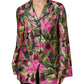 Hot Pink Fig Printed Silk Shirt Blouse Top