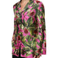 Hot Pink Fig Printed Silk Shirt Blouse Top