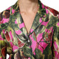 Hot Pink Fig Printed Silk Shirt Blouse Top