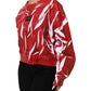 Red White Cotton Printed Pullover Sweater
