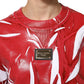 Red White Cotton Printed Pullover Sweater