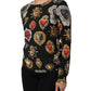 Black Sacred Heart Print Long Sleeves Top