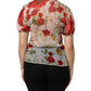 White Floral Tie-Neck Poppy Print Blouse Top