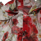 White Floral Tie-Neck Poppy Print Blouse Top