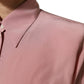 Pink Silk Collared Long Sleeves Blouse Top