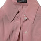 Pink Silk Collared Long Sleeves Blouse Top