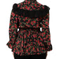 Black Floral Print Long Sleeve Blouse Top