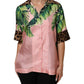 Pink Jungle Forest Oversized Blouse Shirt Top