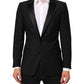 Black Wool MARTINI 2 Button Men Suit Blazer