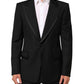 Black Wool 1 Button Suit Jacket Men Blazer