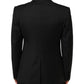 Black Wool 1 Button Suit Jacket Men Blazer