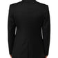 Black Wool 1 Button Suit Jacket Men Blazer