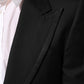 Black Wool 1 Button Suit Jacket Men Blazer