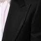 Black Wool 1 Button Suit Jacket Men Blazer