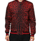Red Leopard Print Full Zip Bomber Jacket