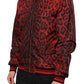 Red Leopard Print Full Zip Bomber Jacket