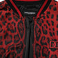 Red Leopard Print Full Zip Bomber Jacket