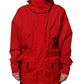 Red Nylon Hooded Men Full Zip Parka Jacket