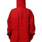 Red Nylon Hooded Men Full Zip Parka Jacket