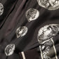 Black "Monete" Coin Print Silk Bomber Jacket