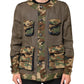 Brown Camouflage Linen Button Down Jacket