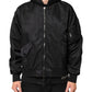 Black Nylon Hooded Full Zip Bomber Men Jacket