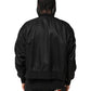 Black Nylon Hooded Full Zip Bomber Men Jacket