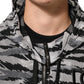 Gray Camouflage Hooded Sweatshirt Jacket
