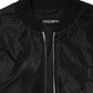 Black Acetate Full Zip Bomber Men Jacket