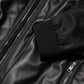 Black Leather Nylon FullZip Blouson Jacket
