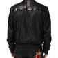 Black Leather Nylon FullZip Blouson Jacket