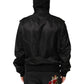 Black Cotton Hooded Full Zip Bomber Jacket