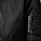Black Cotton Hooded Full Zip Bomber Jacket