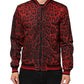 Red Leopard Print Full Zip Bomber Men Jacket