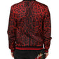 Red Leopard Print Full Zip Bomber Men Jacket