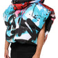 Multicolor Graffiti Hooded Sportswear Vest Jacket