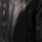 Black Leather Nylon FullZip Blouson Jacket
