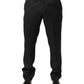 Black Wool Mid Waist Dress Men Trouser Pants