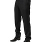 Black Wool Mid Waist Dress Men Trouser Pants