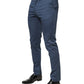 Blue Cotton Mid Waist Dress Men Trouser Pants