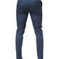 Blue Cotton Mid Waist Dress Men Trouser Pants