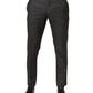 Black Polyester Mid Waist Dress Trouser Pants