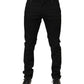 Black Cotton Mid Waist Skinny Men Denim Jeans